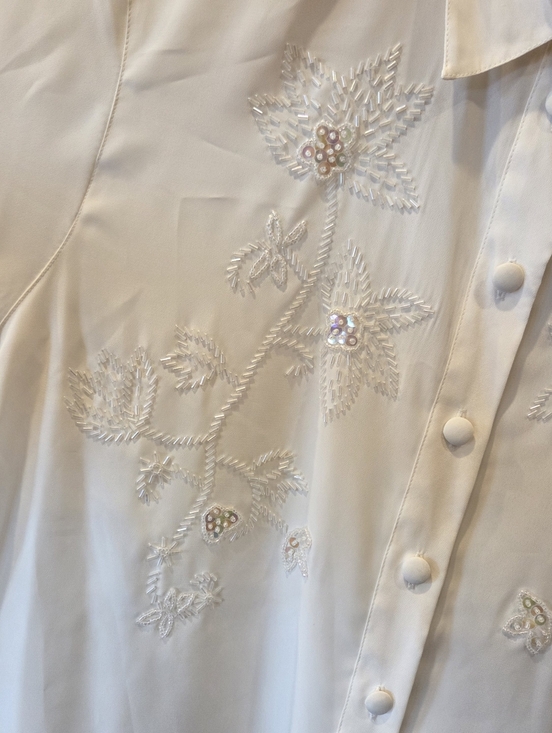 Worthington Tops - Vintage Worthington Beaded Sequin Blouse Off White NWT Size 18 90s Aesthetic